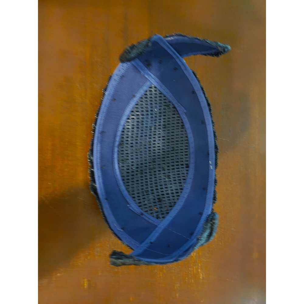 Pillbox Fascinator Hat Women OS Navy Blue Textured Sequin Vintage - Picture 3 of 5